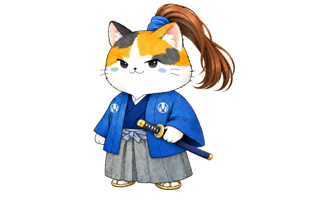 武士ねこの正面姿