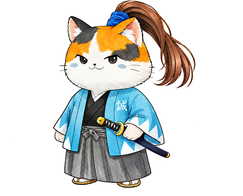 新選組ねこの正面姿